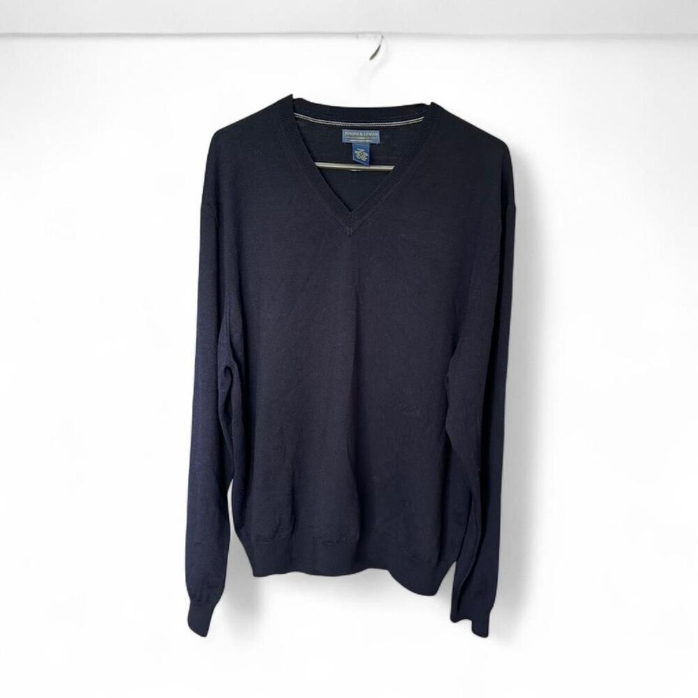 Joseph & Lyman navy blue 100% Italian Merino Wool Sweater Size XXL